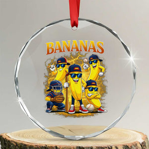 Funny Bananas Crystal Glass Ornament Lets Go Banana Cute Banana Lovers Bootleg TS10 Transparent Glass 3'' Circle Print Your Wear