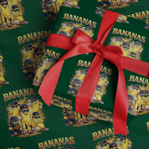 Funny Bananas Wrapping Paper Roll Lets Go Banana Cute Banana Lovers Bootleg TS10 Green Print Your Wear