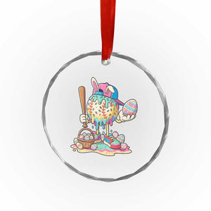 Funny Baseball Easter Bunny Graphic Crystal Glass Ornament Colorful Drip Egg Hunt Sports Mashup TS02 Print Your Wear