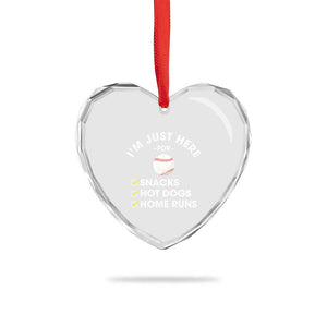 Funny Baseball Food Fans Heart Crystal Glass Ornament Im Just Here for The Snacks Hot Dog TS10 Print Your Wear