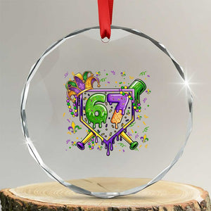 Funny Baseball Mardi Gras 67 Ice Cream Drip Crystal Glass Ornament Six Seven Meme Carnival TS11 Transparent Glass 3'' Circle Print Your Wear