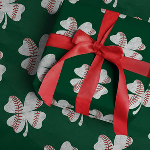Funny Baseball St Patricks Day Vintage Clover Wrapping Paper Roll TS11 Green Print Your Wear