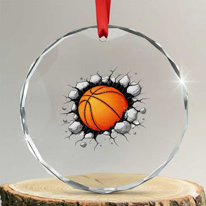 Funny Basketball Bursting Through Wall Crystal Glass Ornament Sports Fan Gift TS12 Transparent Glass 3'' Circle Print Your Wear