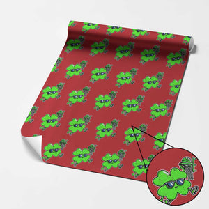 Funny Basketball Shamrock Wrapping Paper Roll Dunking Sports Player St. Patrick's Day TS02 Red Print Your Wear