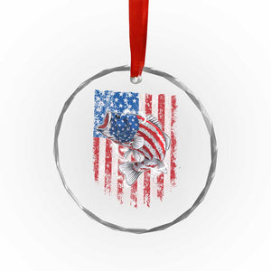 Funny Bass Fish Fishing Vintage American Flag Patriotic Crystal Glass Ornament TS11 Print Your Wear