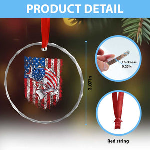 Funny Bass Fish Fishing Vintage American Flag Patriotic Crystal Glass Ornament TS11 Print Your Wear