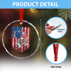 Funny Bass Fish Fishing Vintage American Flag Patriotic Crystal Glass Ornament TS11 Print Your Wear