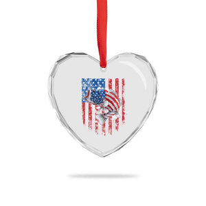 Funny Bass Fish Fishing Vintage American Flag Patriotic Heart Crystal Glass Ornament TS11 Print Your Wear