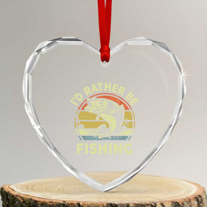 Funny Bass Fishing Heart Crystal Glass Ornament I'd Rather Be Fishing Retro Vintage TS02 Transparent Glass 3'' Heart Print Your Wear