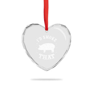 Funny BBQ Grilling I'd Smoke That Heart Crystal Glass Ornament Barbecue Grill Father's Day - Print Your Wear