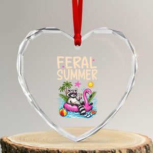 Funny Beach Raccoon Heart Crystal Glass Ornament Feral Summer Vacation Gift TS14 Transparent Glass 3'' Heart Print Your Wear