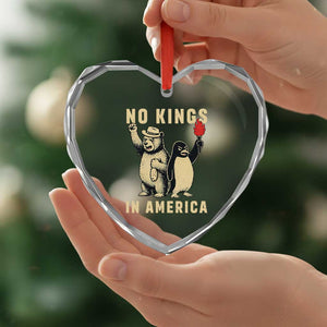 Funny Bear And Penguin Protest Heart Crystal Glass Ornament No Kings In America TS12 Print Your Wear