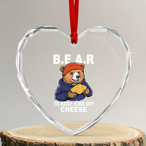 Funny Bear To Keep Kids Off Cheese Heart Crystal Glass Ornament TS11 Transparent Glass 3'' Heart Print Your Wear