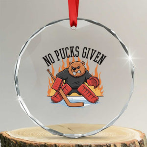 Funny Beaver Ice Hockey Goalie Gift Crystal Glass Ornament No Pucks Given TS12 Transparent Glass 3'' Circle Print Your Wear