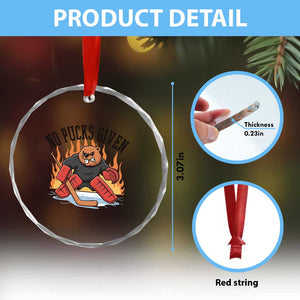 Funny Beaver Ice Hockey Goalie Gift Crystal Glass Ornament No Pucks Given TS12 Print Your Wear