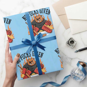 Funny Beaver Ice Hockey Goalie Gift Wrapping Paper Roll No Pucks Given TS12 Light Blue Print Your Wear