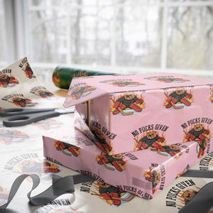 Funny Beaver Ice Hockey Goalie Gift Wrapping Paper Roll No Pucks Given TS12 Light Pink Print Your Wear