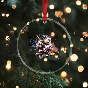 Funny Beaver Playing Ice Hockey Crystal Glass Ornament Winter Sports Gift TS12 Print Your Wear