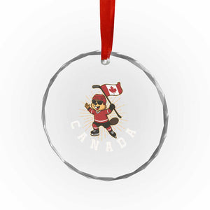 Funny Beaver Playing Ice Hockey With Canada Flag Gift Crystal Glass Ornament TS12 Print Your Wear
