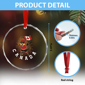 Funny Beaver Playing Ice Hockey With Canada Flag Gift Crystal Glass Ornament TS12 Print Your Wear
