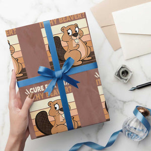 Funny Beaver Wrapping Paper Roll Cure For An Itchy Beaver Ask For A Friend Adult Humor TS02 Mocha Print Your Wear