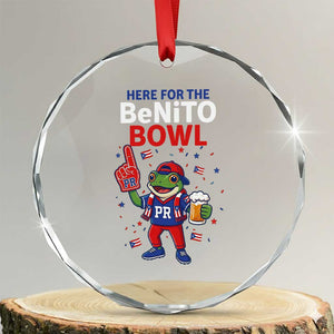 Funny Benito Bowl Puerto Rican Football Crystal Glass Ornament Coquí Frog Music Fan with Beer and Foam Finger TS02 Transparent Glass 3'' Circle Print Your Wear