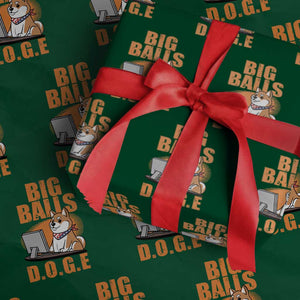 Funny Big Balls D.O.G.E Wrapping Paper Roll DOGE Shiba TS02 Green Print Your Wear