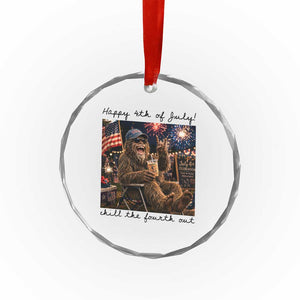 Funny Bigfoot 4th of July Crystal Glass Ornament Patriotic Sasquatch American Flag Party Festival TS14 Print Your Wear