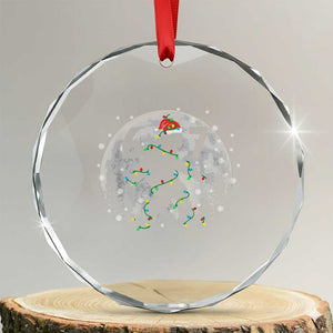 Funny Bigfoot 67 Christmas Night Stroll Moon Sasquatch Crystal Glass Ornament TS11 Transparent Glass 3'' Circle Print Your Wear