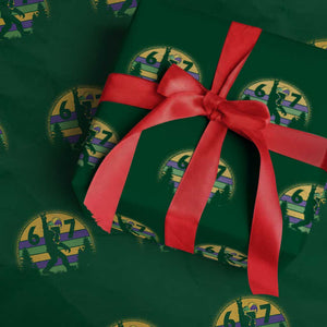 Funny Bigfoot 67 Mardi Gras Wrapping Paper Roll Sasquatch Parade Jester Hat TS11 Green Print Your Wear