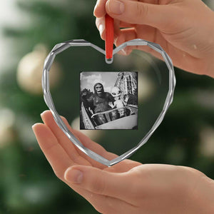 Funny Bigfoot Alien Heart Crystal Glass Ornament Sasquatch UFO Coaster TS10 Print Your Wear