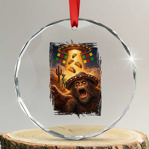 Funny Bigfoot Alien Selfie Crystal Glass Ornament Cinco De Mayo Party Gift TS12 Transparent Glass 3'' Circle Print Your Wear