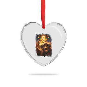 Funny Bigfoot Alien Selfie Heart Crystal Glass Ornament Cinco De Mayo Party Gift TS12 Print Your Wear
