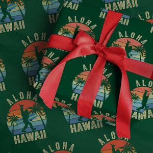Funny Bigfoot Aloha Hawaiian Surfing Wrapping Paper Roll Tropical Beach Surfer Gift