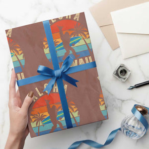 Funny Bigfoot Aloha Hawaiian Surfing Wrapping Paper Roll Tropical Beach Surfer Gift