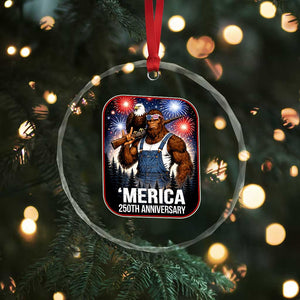 Funny Bigfoot America 250 Years Of American Freedom Crystal Glass Ornament TS12 Print Your Wear