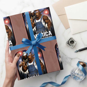 Funny Bigfoot America 250 Years Of American Freedom Wrapping Paper Roll TS12 Mocha Print Your Wear