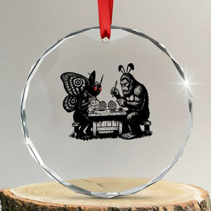 Funny Bigfoot And Mothman Egg Painting Crystal Glass Ornament Cryptid Easter Gift TS12 Transparent Glass 3'' Circle Print Your Wear
