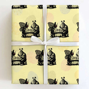 Funny Bigfoot And Mothman Egg Painting Wrapping Paper Roll Cryptid Easter Gift TS12 Light Yellow Print Your Wear