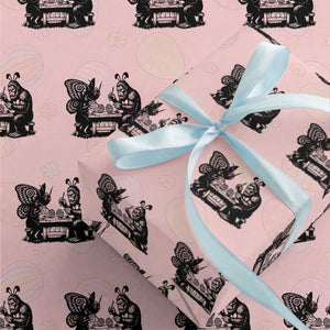Funny Bigfoot And Mothman Egg Painting Wrapping Paper Roll Cryptid Easter Gift TS12 Light Pink Print Your Wear