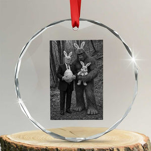 Funny Bigfoot And Trump Easter Selfie Gift Crystal Glass Ornament TS12 Transparent Glass 3'' Circle Print Your Wear