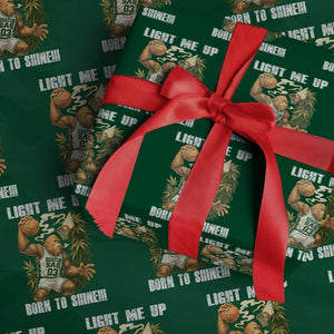 Funny Bigfoot Basketball Wrapping Paper Roll Light Me Up Born To Shine TS14 Green Print Your Wear