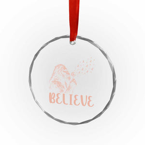 Funny Bigfoot Blowing Dandelion Flower Graphic Crystal Glass Ornament Believe Endometrial Cancer Awareness
