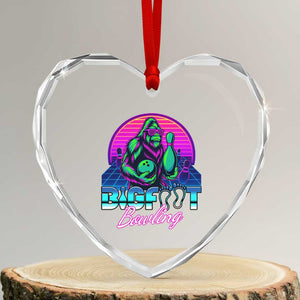 Funny Bigfoot Bowling Vaporwave Gift Heart Crystal Glass Ornament TS12 Transparent Glass 3'' Heart Print Your Wear