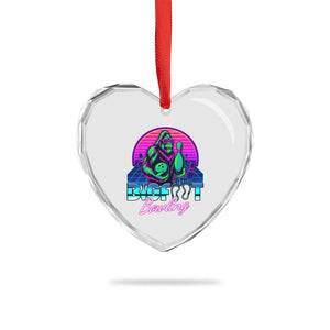 Funny Bigfoot Bowling Vaporwave Gift Heart Crystal Glass Ornament TS12 Print Your Wear