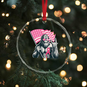 Funny Bigfoot Breast Cancer Awareness Crystal Glass Ornament Sasquatch Pink Ribbon TS11 Print Your Wear