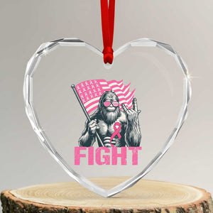 Funny Bigfoot Breast Cancer Awareness Heart Crystal Glass Ornament Fight Pink Ribbon TS11 Transparent Glass 3'' Heart Print Your Wear