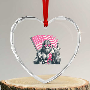 Funny Bigfoot Breast Cancer Awareness Heart Crystal Glass Ornament Sasquatch Pink Ribbon TS11 Transparent Glass 3'' Heart Print Your Wear