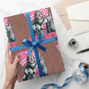 Funny Bigfoot Breast Cancer Awareness Wrapping Paper Roll Fight Pink Ribbon TS11 Mocha Print Your Wear