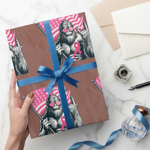 Funny Bigfoot Breast Cancer Awareness Wrapping Paper Roll Sasquatch Pink Ribbon TS11 Mocha Print Your Wear